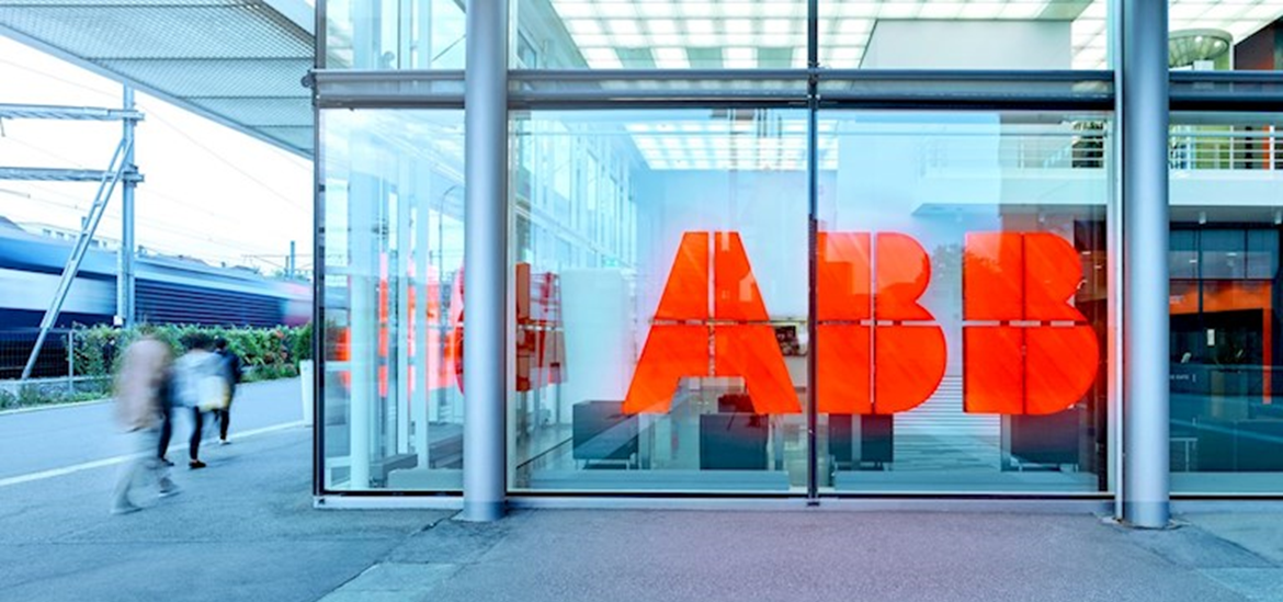ABB headquarters glass entrance 